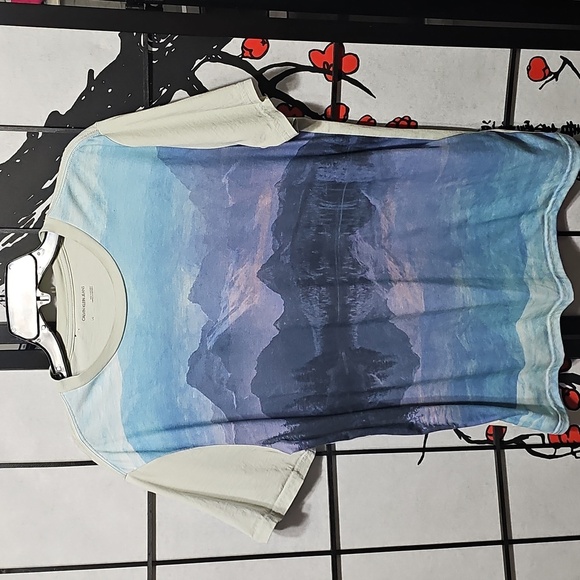 Calvin Klein Mountain Landscape Tee Shirt Large - Picture 1 of 5